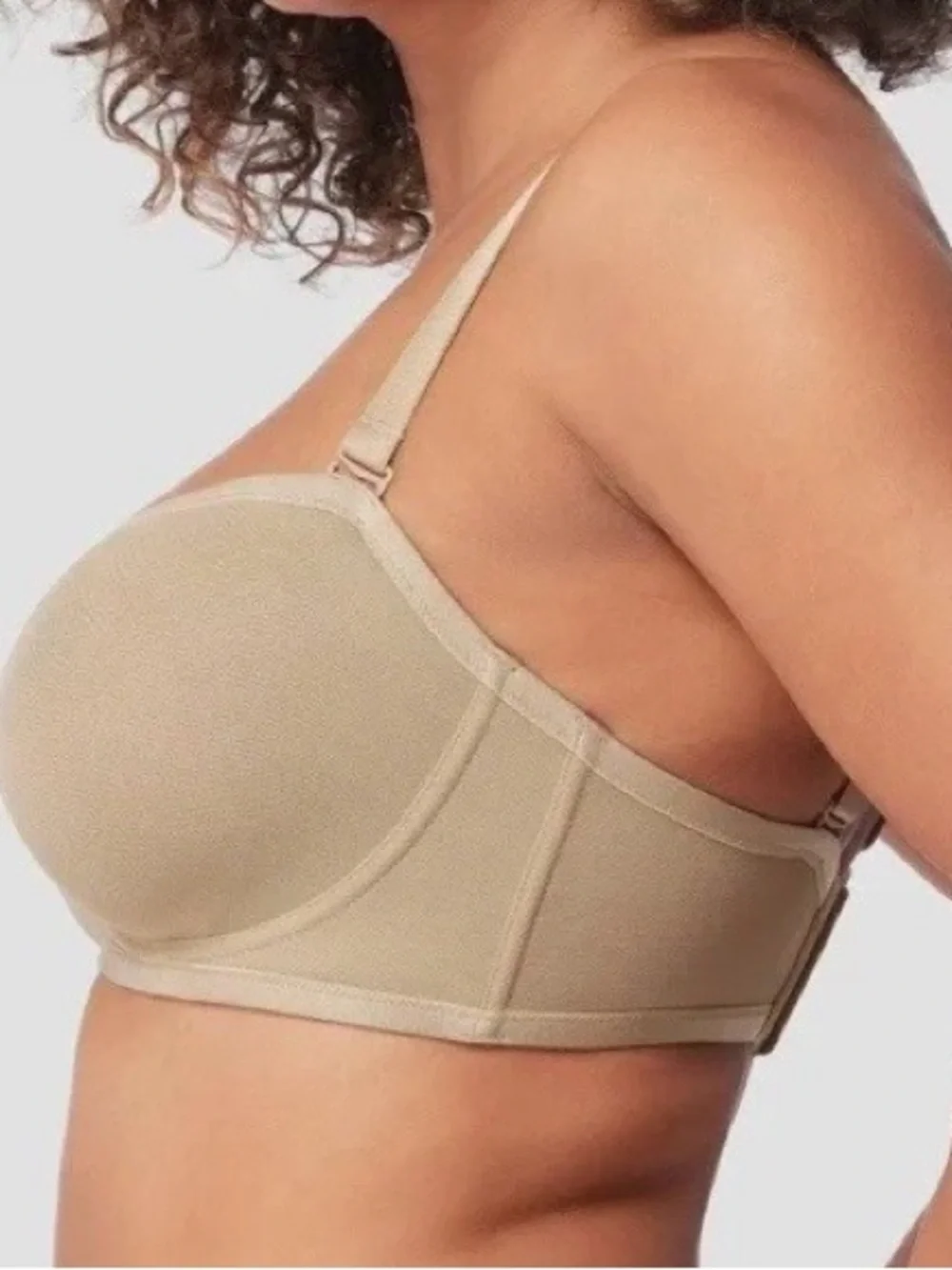 HSIA Multi-way Unlined Mesh Minimizer Secure Lifted Strapless Bra Nude 34DD NWT